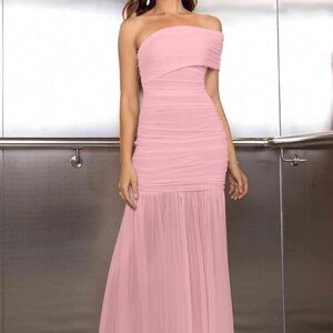 Pink rouched maxi gown size small